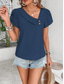 cheap Plain tee-Women&#039;s T Shirt Plain Fashion Modern Casual Short Sleeve V Neck Regular Tops Daily Weekend Buttons Black Navy Blue Orange Green Beige Summer
