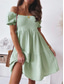 cheap Vacation Dresses-Women&#039;s Mini Dress Boho Chic Dresses A Line Dress Vacation Stylish Sexy Loose Fit Solid Color Sleeveless Off Shoulder Black Light Green Apricot Summer Spring
