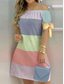 preiswerte Streifen- und geometrisches Kleid-Damen Minikleid Etuikleid Schulterfreies Kleid Trägerloses Kleid Brautkleider schlicht Urlaub Täglich Regular Fit Blumen Kurzarm Schulterfrei Schwarz Gelb Rosa Pudriges Rosa Sommer
