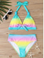 voordelige Bikinisets-Dames Zwemkleding Bikini 2 stuks Brutaal Zwempak Blote rug Slank Vakantie Strand Kleding Bloemig Geometrisch Halternek Mouwloos Badpakken