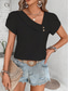 cheap Plain tee-Women&#039;s T Shirt Plain Fashion Modern Casual Short Sleeve V Neck Regular Tops Daily Weekend Buttons Black Navy Blue Orange Green Beige Summer