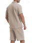 olcso Férfi Basic Tees szettek-Férfi Ostya Melegítő Pólóing és rövidnadrág Készlet Outfit készlet Polo gallér Negyed irányítószám Szabadtéri Napi Sport Zseb Zsinór 2 db Sima Fekete Fehér Khakizöld Poliészter Sportruházat