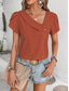 cheap Plain tee-Women&#039;s T Shirt Plain Fashion Modern Casual Short Sleeve V Neck Regular Tops Daily Weekend Buttons Black Navy Blue Orange Green Beige Summer