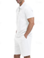 olcso Férfi Basic Tees szettek-Férfi Ostya Melegítő Pólóing és rövidnadrág Készlet Outfit készlet Polo gallér Negyed irányítószám Szabadtéri Napi Sport Zseb Zsinór 2 db Sima Fekete Fehér Khakizöld Poliészter Sportruházat