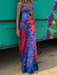 cheap Vacation Dresses-Women&#039;s Long Dress Maxi Dress Casual Dress Summer Dress Fashion Outdoor Party Holiday Regular Fit Geometric Sleeveless Straps Black Red Blue Summer Spring