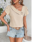 cheap Plain tee-Women&#039;s T Shirt Plain Fashion Modern Casual Short Sleeve V Neck Regular Tops Daily Weekend Buttons Black Navy Blue Orange Green Beige Summer