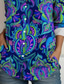 baratos Tops Boho Femininos-Mulheres Camisa Social Floral Casual Manga Longa Colarinho de Camisa Tops regulares Trabalho Diário Botões Imprimir Azul Real Primavera Outono Inverno