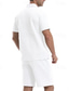 olcso Férfi Basic Tees szettek-Férfi Ostya Melegítő Pólóing és rövidnadrág Készlet Outfit készlet Polo gallér Negyed irányítószám Szabadtéri Napi Sport Zseb Zsinór 2 db Sima Fekete Fehér Khakizöld Poliészter Sportruházat