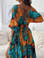 cheap Elegant Floral Dresses-Women's Long Dress Maxi Dress Casual Dress Summer Dress Print Dress Fashion Outdoor Holiday Date Regular Fit Floral Long Sleeve Deep V Blue Purple Green Summer Spring