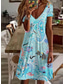 levne Boho šaty-Dámské mini šaty casual šaty elegantní tropické havajské denní pravidelný střih květinové krátký rukáv kulatý výstřih modrá léto