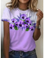 cheap Floral tee-Women&#039;s T Shirt Floral Graphic Vintage Fashion Stylish Short Sleeve Round Neck Regular Tops Daily Going out Weekend Print Violet Summer