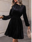 cheap Plain Dress-Women&#039;s Mini Dress Corset Dress A Line Dress Work Dresses Elegant Cocktail Vacation Work Daily Regular Fit Plain Long Sleeve Stand Collar Black Wine Green Summer