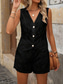 cheap Women’s Short Sets-Women&#039;s Fashion Streetwear Daily Blouse Baggy Shorts Sleeveless Crew Neck Plain Hole Casual Daily Black White Army Green Summer Regular Fit