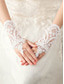 baratos Luvas femininas-luvas de noiva elegantes de renda branca – luvas de casamento vintage sem dedos com bordado floral para noivas e eventos formais