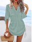 cheap Vacation Dresses-Women&#039;s Mini Dress Casual Dress Basic Casual Vacation Casual Daily Regular Fit Plain 3/4 Length Sleeve V Neck Green Summer Spring