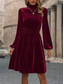 cheap Plain Dress-Women&#039;s Mini Dress Corset Dress A Line Dress Work Dresses Elegant Cocktail Vacation Work Daily Regular Fit Plain Long Sleeve Stand Collar Black Wine Green Summer