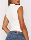 cheap Tank Tops &amp; Camis-Women&#039;s Camisole Tank Top Solid Color Stylish Casual Short Sleeve Turtleneck Regular Tops Daily Ruched Black White Red Fuchsia Khaki Summer Spring
