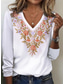 cheap Boho tee-Women&#039;s T Shirt Floral Elegant Vintage Long Sleeve Crew Neck Regular Tops Daily Print Pearl Spring Fall