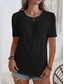 cheap Plain tee-Women&#039;s Shirt Blouse Solid Color Stylish Casual Short Sleeve Crew Neck Regular Tops Daily Black White Khaki Summer Spring