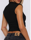 cheap Tank Tops &amp; Camis-Women&#039;s Camisole Tank Top Solid Color Stylish Casual Short Sleeve Turtleneck Regular Tops Daily Ruched Black White Red Fuchsia Khaki Summer Spring