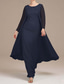 cheap With Jacket-Two Piece Mother of the Bride Dress Elegant Vintage Simple Crew Neck Floor Length Chiffon Long Sleeve Jacket Dresses with Solid Color