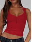 cheap Tank Tops &amp; Camis-Women&#039;s Camisole Tank Top Solid Color Stylish Sexy Casual Sleeveless U Neck Regular Tops Daily Buttons Black White Red Navy Blue Beige Summer