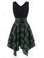 cheap Casual Dress-Women&#039;s Mini Dress Fit And Flare Dress Stylish Sexy Regular Fit Plaid Sleeveless V Neck White Red Blue Green Summer Spring