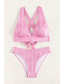 billige Bikinisett-Dame Badetøy Bikini 2 stk Frekk Badedrakt Åpen rygg Tynn Ferie Strand Klær Helfarge V-hals Ermeløs Badedrakter