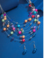 baratos Colar Feminino-conjunto de colar e brincos femininos com contas multicoloridas – joias elegantes para casamentos, festas e trajes de noite
