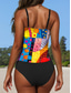 cheap Tankinis-Women&#039;s Swimsuits Tankini 2 Piece Cheeky Swimsuit Backless Vacation Beach Wear Geometric U Neck Sleeveless Bathing Suits