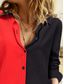 cheap Plain Tops-Women&#039;s Shirt Solid Color Graphic Daily Stylish Long Sleeve Shirt Collar Long Tops Work Daily Buttons Print Red Summer Spring