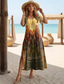 cheap Boho Dress-Women&#039;s Maxi Dress Black Dress Long Sleeve Boho Dress Elegant Vintage Butterfly Sleeve Vacation Beach Regular Fit Graphic Geometric Polka Dot Short Sleeve Crew Neck Yellow Spring Fall