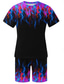 abordables Ensembles de t-shirts imprimés pour hommes-Homme Impression 3D 2 pièces Ensembles de tees Hauts d'été Manche Courte Pantalon court Col ras du cou Sport Occasionnel Extérieur Vacances Quotidien Imprimé Été Violet Bleu œuf de mer Rose dragée