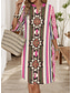 cheap Art&amp;Design Dress-Women&#039;s Mini Dress Casual Dress Stylish Basic Casual Vacation Daily Regular Fit Geometric Linen Like 3/4 Length Sleeve Stand Collar Pink Purple Green Summer Spring