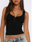 cheap Tank Tops &amp; Camis-Women&#039;s Camisole Tank Top Solid Color Stylish Sexy Casual Sleeveless U Neck Regular Tops Daily Buttons Black White Red Navy Blue Beige Summer
