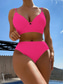 cheap Bikini Sets-Women&#039;s Swimwear Bikini 2 Piece Cheeky Swimsuit Backless Slim Vacation Beach Wear Solid Color V Neck Sleeveless Bathing Suits
