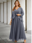 cheap With Jacket-Two Piece A-Line Wedding Guest Dresses Elegant Dress Formal Tea Length Sleeveless V Neck Chiffon with Appliques free custom size
