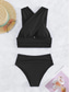preiswerte Bikini-Sets-Damen Badeanzug Bikinis 2 Stück Unterhosen Bademode Rückenfrei Schlank Hoch tailliert Urlaub Strandbekleidung Feste Farbe Halfterhals Ärmellos Badeanzüge