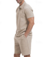 olcso Férfi Basic Tees szettek-Férfi Ostya Melegítő Pólóing és rövidnadrág Készlet Outfit készlet Polo gallér Negyed irányítószám Szabadtéri Napi Sport Zseb Zsinór 2 db Sima Fekete Fehér Khakizöld Poliészter Sportruházat