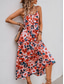 voordelige Vakantiejurken-Dames Maxi-jurk Casual jurk Swingjurk A lijn jurk Stijlvol Casual Vakantie Dagelijks Normale pasvorm Bloemig Mouwloos Bandje Oranje Zomer