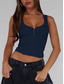 cheap Tank Tops &amp; Camis-Women&#039;s Camisole Tank Top Solid Color Stylish Sexy Casual Sleeveless U Neck Regular Tops Daily Buttons Black White Red Navy Blue Beige Summer