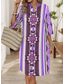 cheap Art&amp;Design Dress-Women&#039;s Mini Dress Casual Dress Stylish Basic Casual Vacation Daily Regular Fit Geometric Linen Like 3/4 Length Sleeve Stand Collar Pink Purple Green Summer Spring