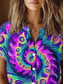 cheap Women&#039;s Art&amp;Design Tops-Women&#039;s Shirt Tie Dye Stylish Beach Short Sleeve Shirt Collar Regular Tops Daily Buttons Print Purple Spring Fall