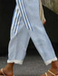 cheap Straight-Leg Pants-Women&#039;s Cotton Linen Pants Baggy Pants Linen Like Elegant Vintage Fashion Full Length High Waist Geometric Plaid Printing Breathable Soft Micro-elastic Outdoor Daily Transparent Blue Regular Fit