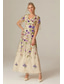 cheap Floor Length-Floral Lace A-Line Embroidered Dress Beach Wedding Formal Mother of the Bride Elegant Vintage V Neck Ankle Length Tulle Short Sleeve with Appliques Flower