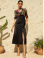 cheap Vacation Dresses-Women&#039;s Midi Dress Casual Dress A Line Dress Elegant Stylish Casual Vacation Daily Regular Fit Floral Half Sleeve V Neck Black Summer