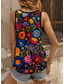 voordelige Damestanktops &amp; hemdjes-Vrouwen Camisole Tanktop Bloemig Casual Mouwloos Ingekorte Hals Reguliere Tops Dagelijkse Knopen Print Zwart Zomer