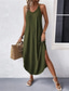 cheap Vacation Dresses-Women&#039;s Midi Dress Stylish Basic Sexy Vacation Daily Regular Fit Plain Sleeveless V Neck Black Wine Army Green Summer