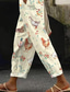 cheap Straight-Leg Pants-Women&#039;s Cotton Linen Pants Baggy Pants Linen Like Fashion Streetwear Full Length High Waist Floral Graphic Animal Printing Thermal Warm Breathable Soft Micro-elastic Outdoor Daily Light Yellow