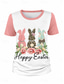 ieftine Tricou de Paște-Paște Pentru femei Tricou Floral Animal Stilat Casual Manșon scurt În V Topuri obișnuite Zilnic Imprimeu Roz Îmbujorat Vară Primăvară
